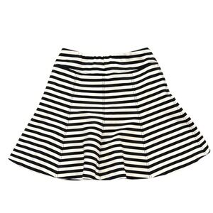 J. McLaughlin Nautical Stripe Flared Mini Skirt Black & White Catalina Cloth XS